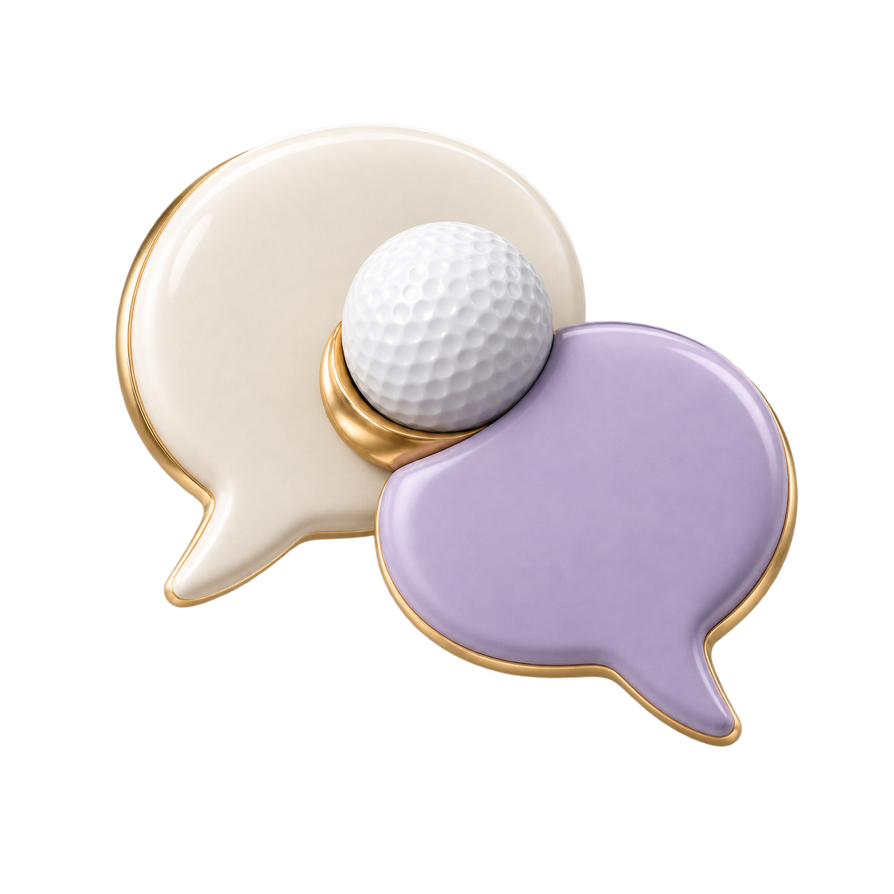 Golf ball resting on conversation bubbles