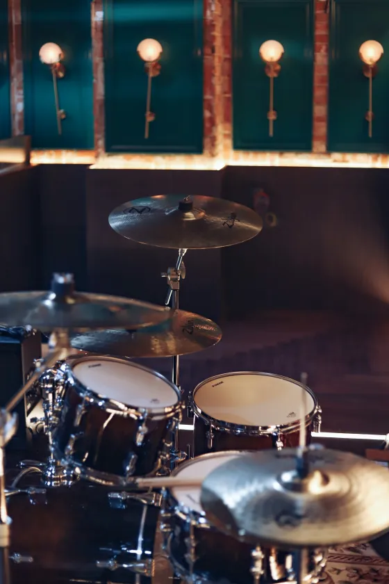 Drummer practising at a rehearsal studio in Australia
