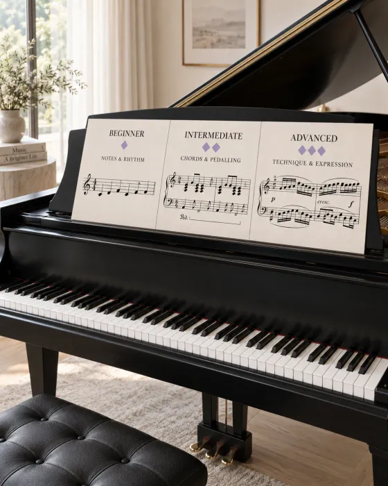 Two local piano players practising a duet together with a Hobbimate.